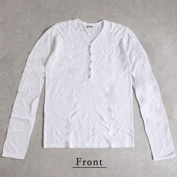 [All 25 colors] Gauze clothing studio Garage double gauze V-neck open front T-shirt long sleeve men's [TS-45-LS] 