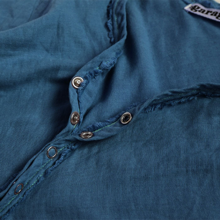 [32 colors available] Gauze clothing workshop garage Double gauze V-neck front opening T-shirt 3/4 sleeves Women's [TS-48-7S] 