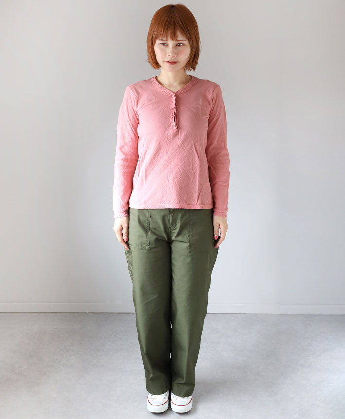 [32 colors in total] Gauze clothing studio garage (garage) Double gauze V-neck open front T-shirt long sleeve ladies [TS-48-LS] 