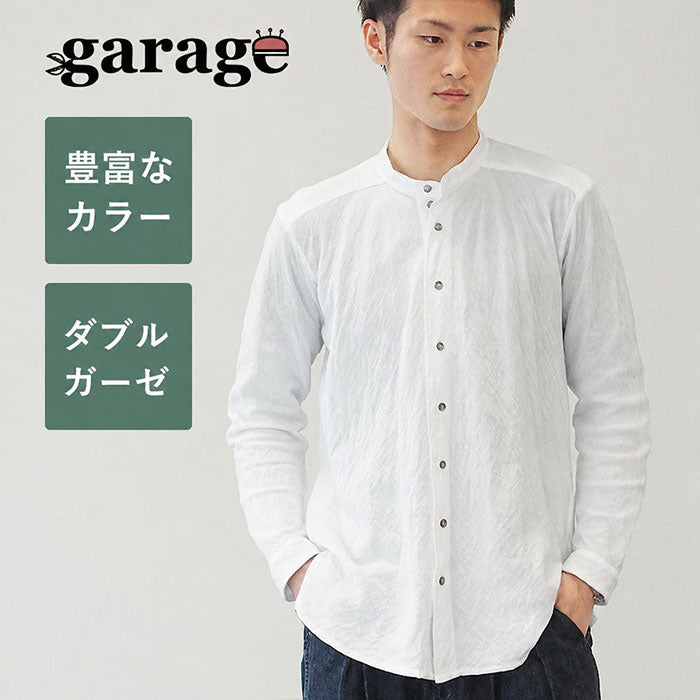 [All 32 colors] Gauze Clothing Studio garage Double Gauze Henley Neck Shirt Long Sleeve Black Shell Buttons Men's [TS-95]
