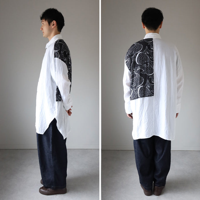 【2色】ガーゼ服工房 garage（ガラージ）ダブルガーゼ ジンベイザメ フラップシャツ メンズ レディース [TS-96]  中西達也・中西陽子 ガーゼ服 ハンドメイド ブランド