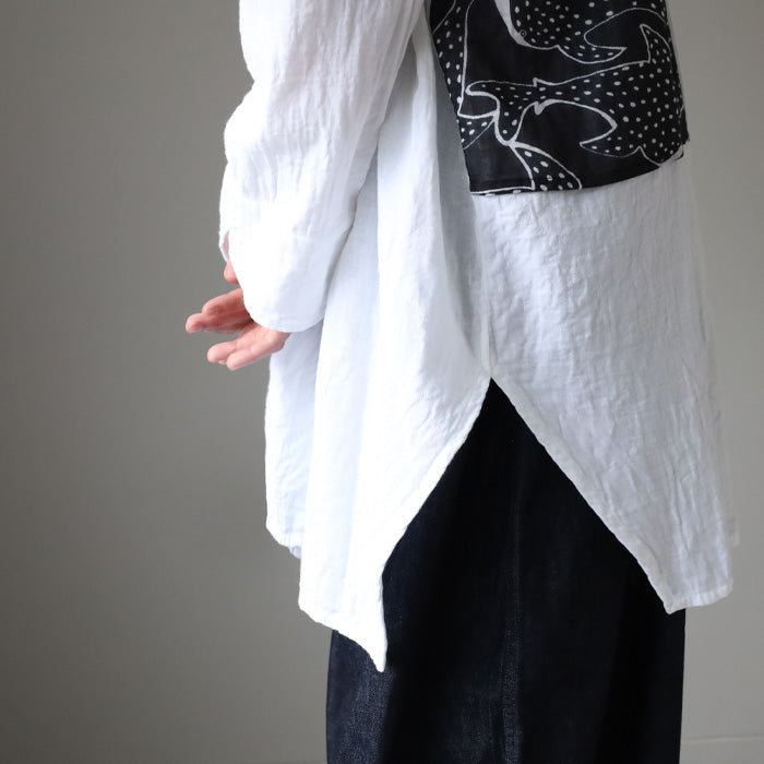 【2色】ガーゼ服工房 garage（ガラージ）ダブルガーゼ ジンベイザメ フラップシャツ メンズ レディース [TS-96]  中西達也・中西陽子 ガーゼ服 ハンドメイド ブランド