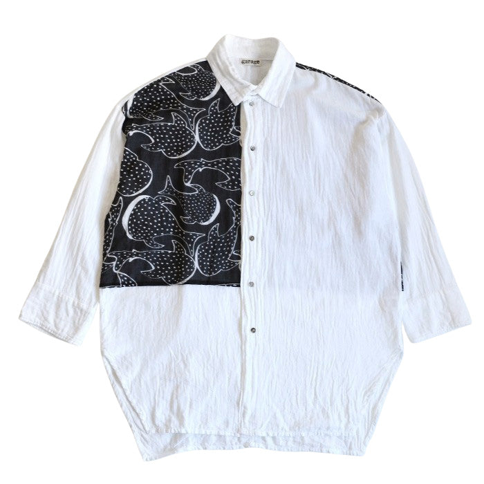 【2色】ガーゼ服工房 garage（ガラージ）ダブルガーゼ ジンベイザメ フラップシャツ メンズ レディース [TS-96]  中西達也・中西陽子 ガーゼ服 ハンドメイド ブランド