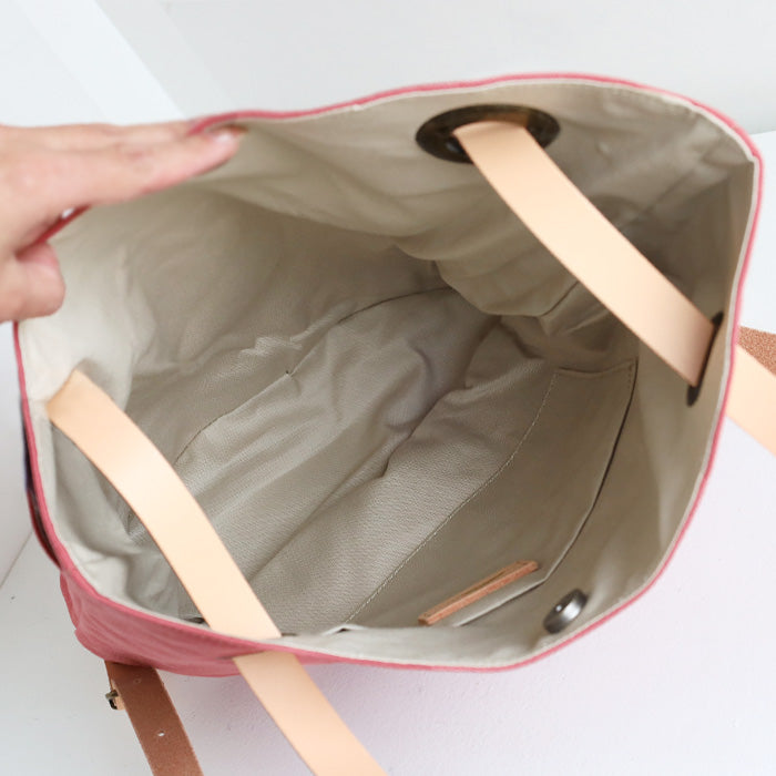 ulazan alter Asymmetrical Water-Repellent Canvas Backpack Coral Red Women's Men's [U0210-CRD] 