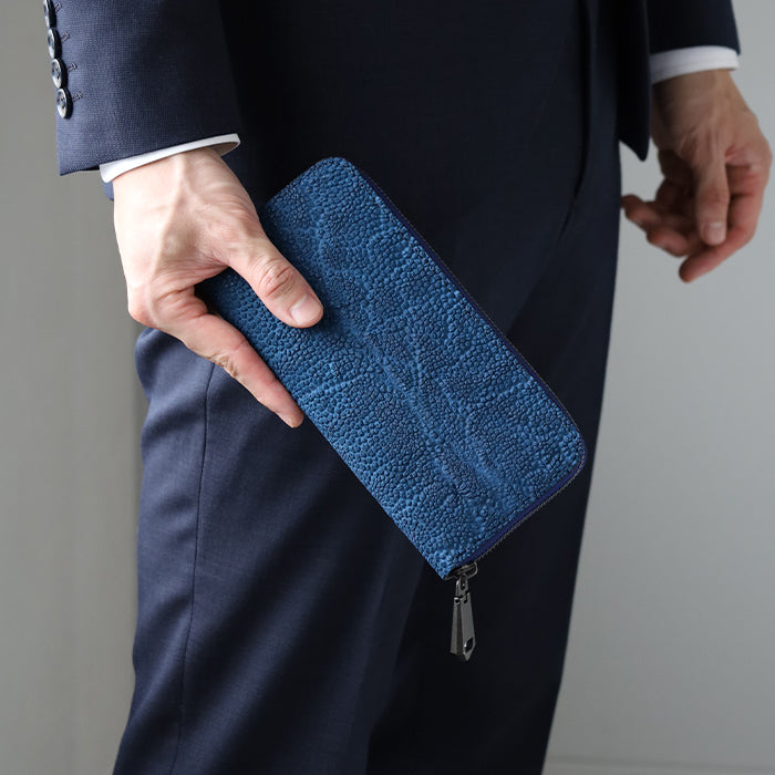 ZOO(ズー) 財布 長財布 象の鼻の革 ラウンドファスナー ウルトラマリンブルー ピューマウォレット20 [Z-ZLW-092-UBL] 象革財布