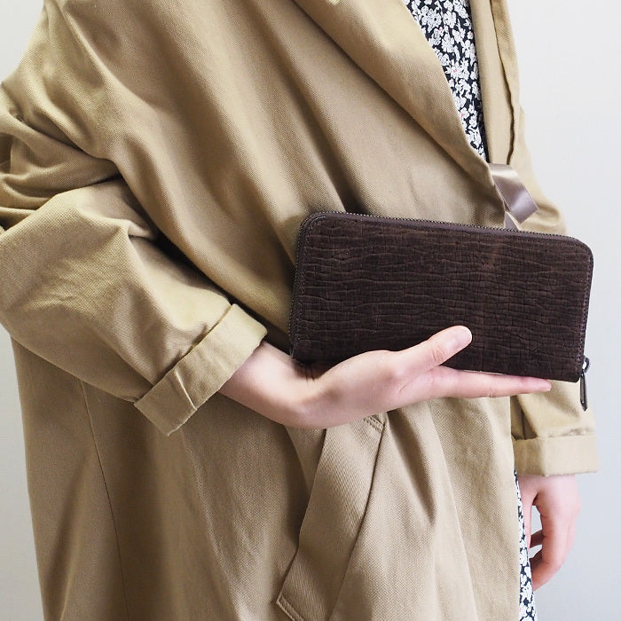 ZOO(ズー) 財布 長財布 カバ革 ラウンドファスナー ブラウン ピューマウォレット24 [Z-ZLW-103-BR]