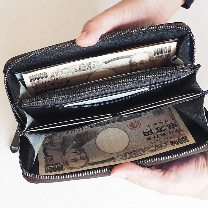 ZOO(ズー) 財布 長財布 カバ革 ラウンドファスナー ブラウン ピューマウォレット24 [Z-ZLW-103-BR]