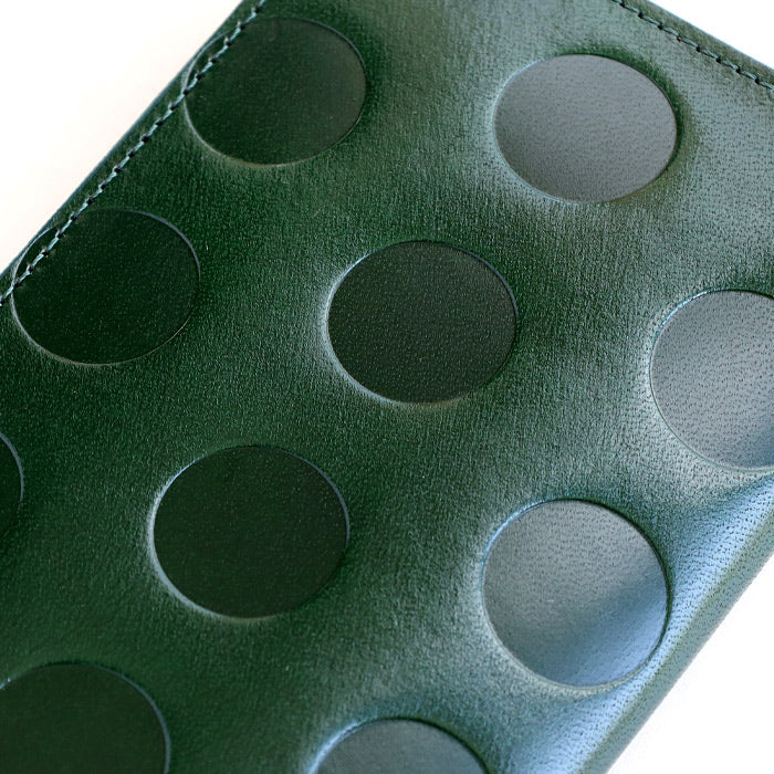 ZOO 錢包長款錢包意大利皮革圓點圖案圓形拉鍊綠色 Caracal 錢包 [Z-ZLW-077-GR] 