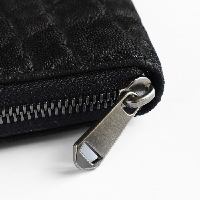 ZOO Wallet Long Wallet Elephant Leather Round Zipper Long Wallet Black [Z-ZLW-101-BK]