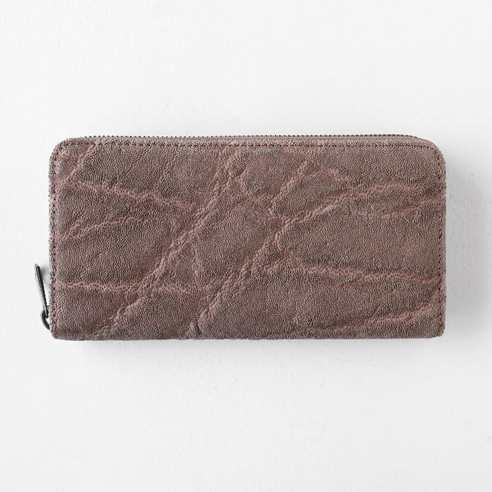 ZOO Wallet Long Wallet Elephant Leather Round Zipper Long Wallet Greige [Z-ZLW-101-GRG]