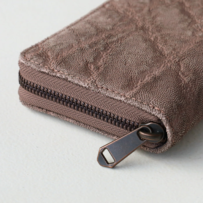 ZOO Wallet Long Wallet Elephant Leather Round Zipper Long Wallet Greige [Z-ZLW-101-GRG]