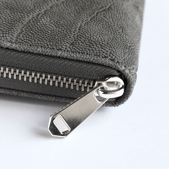 ZOO Wallet Long Wallet Elephant Leather Round Zipper Long Wallet Gray [Z-ZLW-101-GY]