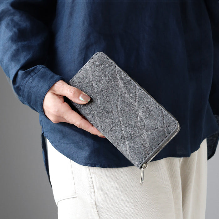 ZOO Wallet Long Wallet Elephant Leather Round Zipper Long Wallet Gray [Z-ZLW-101-GY]