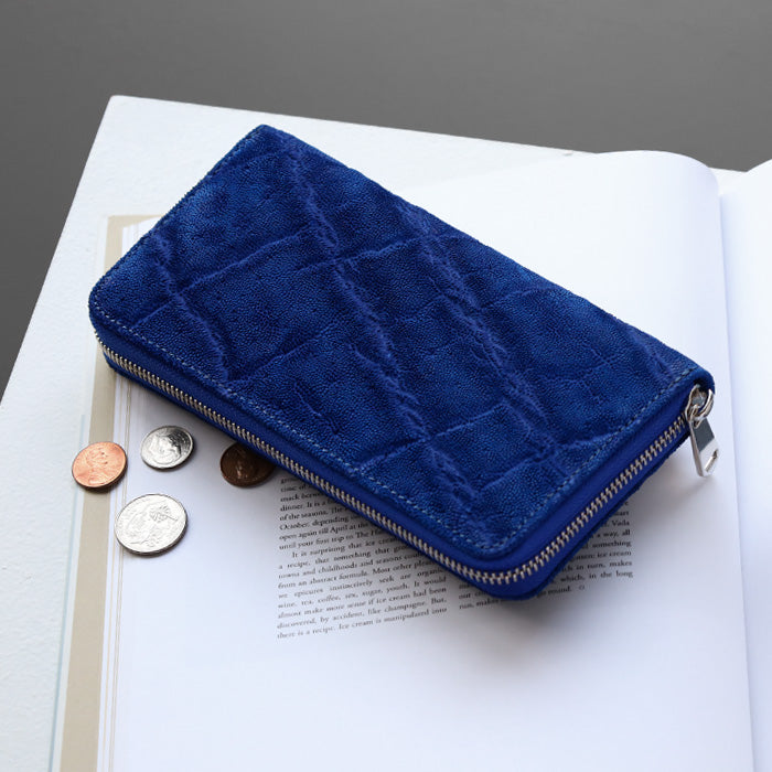 ZOO Wallet Long Wallet Elephant Leather Round Zipper Long Wallet Royal Blue [Z-ZLW-101-RBU]