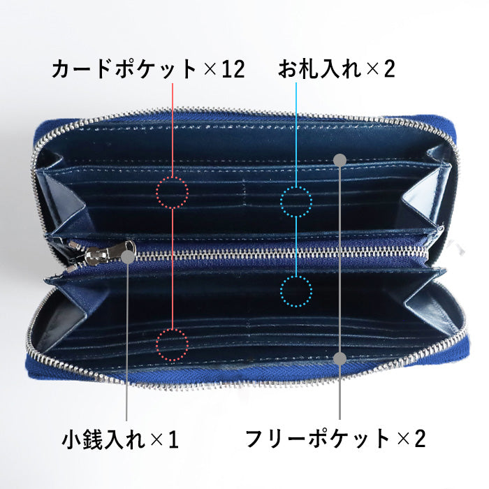 ZOO Wallet Long Wallet Elephant Leather Round Zipper Long Wallet Royal Blue [Z-ZLW-101-RBU]