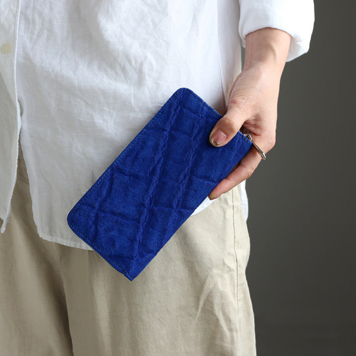 ZOO Wallet Long Wallet Elephant Leather Round Zipper Long Wallet Royal Blue [Z-ZLW-101-RBU]