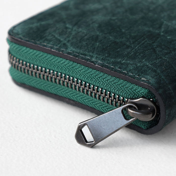 ZOO(ズー) 財布 長財布 カバ革 ラウンドファスナー グリーン ピューマウォレット24 [Z-ZLW-103-GR]