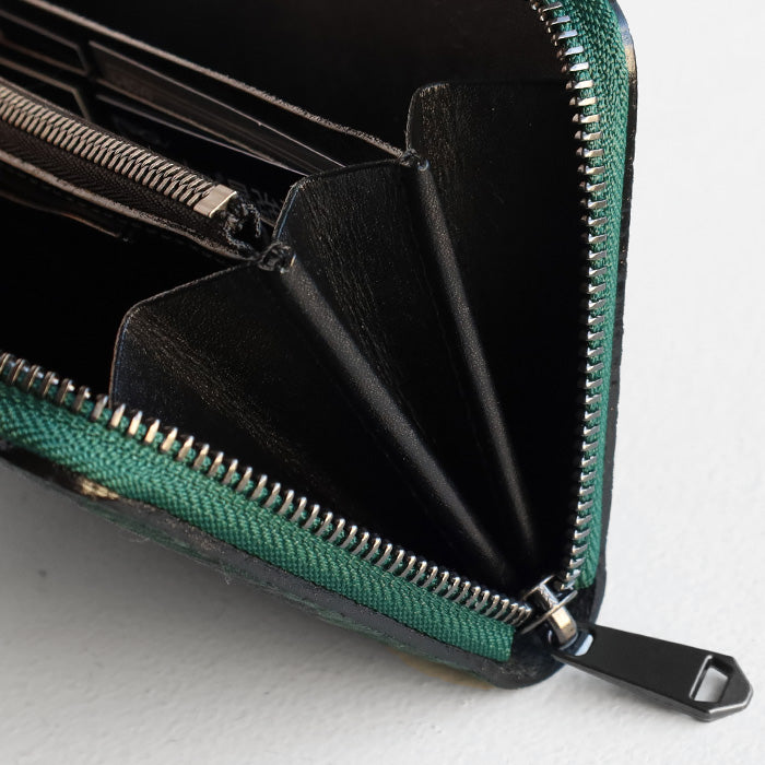 ZOO(ズー) 財布 長財布 カバ革 ラウンドファスナー グリーン ピューマウォレット24 [Z-ZLW-103-GR]