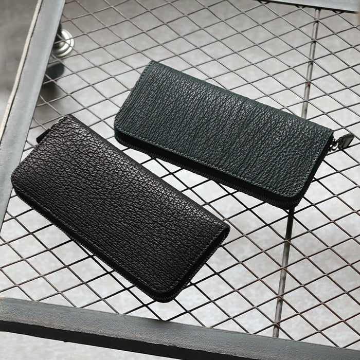 [2 colors] ZOO wallet, long wallet, shark leather, round zipper, long wallet [Z-ZLW-136], made from blue shark from Kesennuma, Miyagi Prefecture, for men, women and unisex