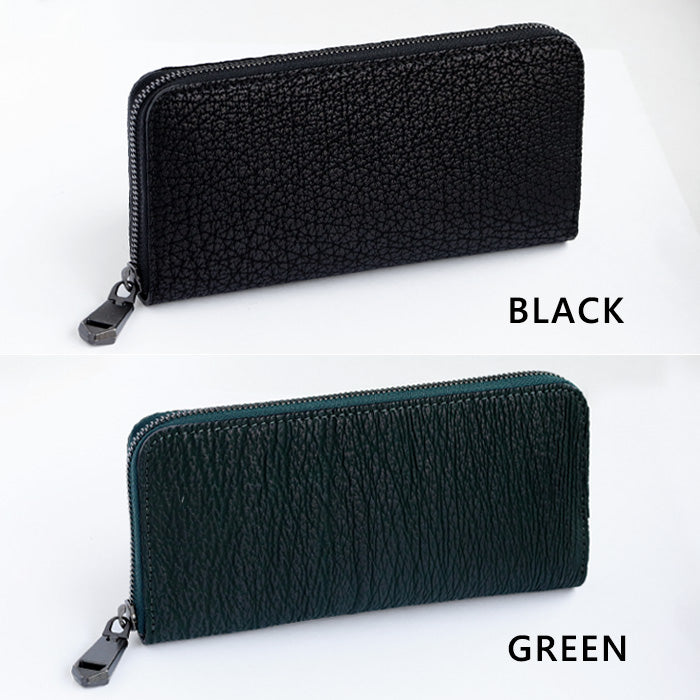 [2 colors] ZOO wallet, long wallet, shark leather, round zipper, long wallet [Z-ZLW-136], made from blue shark from Kesennuma, Miyagi Prefecture, for men, women and unisex
