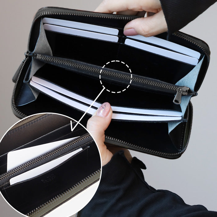 [2 colors] ZOO wallet, long wallet, shark leather, round zipper, long wallet [Z-ZLW-136], made from blue shark from Kesennuma, Miyagi Prefecture, for men, women and unisex