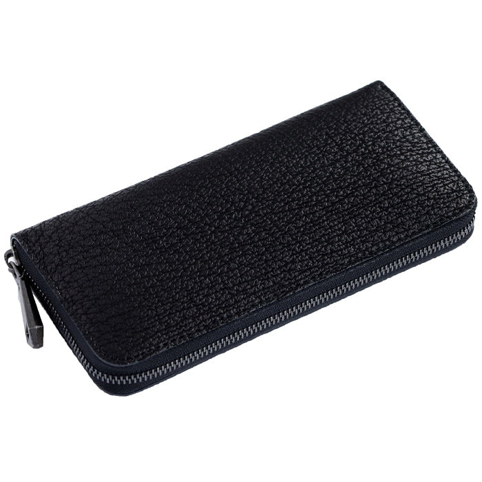 [2 colors] ZOO wallet, long wallet, shark leather, round zipper, long wallet [Z-ZLW-136], made from blue shark from Kesennuma, Miyagi Prefecture, for men, women and unisex