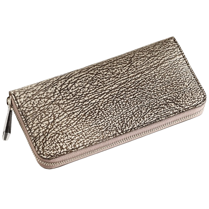 [2 colors] ZOO wallet, long wallet, shark leather, round zipper, long wallet [Z-ZLW-136], made from blue shark from Kesennuma, Miyagi Prefecture, for men, women and unisex
