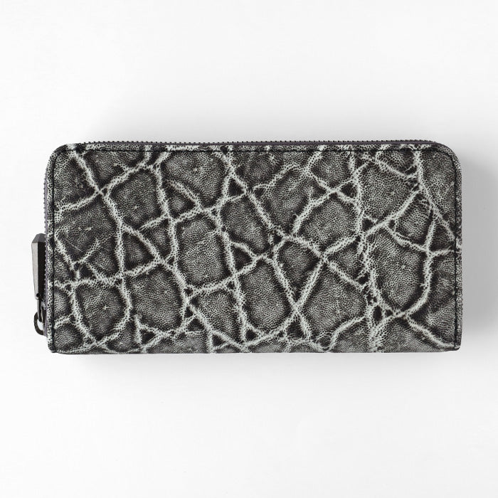 ZOO Long Wallet Elephant Leather Round Zipper Black Crush [Z-ZLW-143]