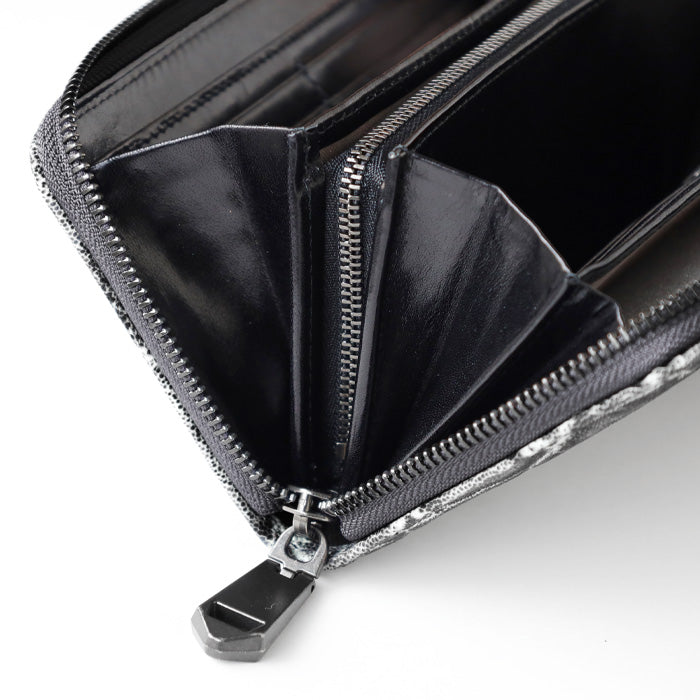 ZOO Long Wallet Elephant Leather Round Zipper Black Crush [Z-ZLW-143]