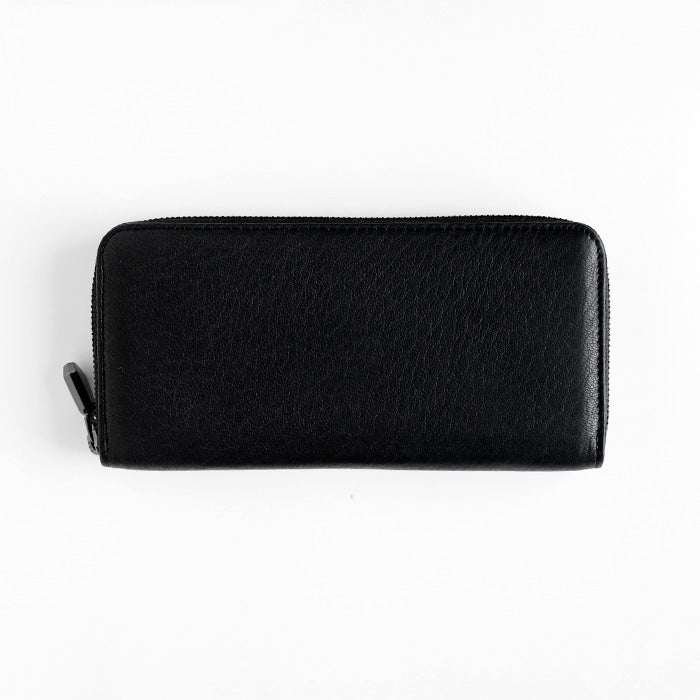 ZOO White Tail Deer Leather Long Wallet with Round Zipper, Black [Z-ZLW-153] Rare Deer Leather Wallet, Brand Name 