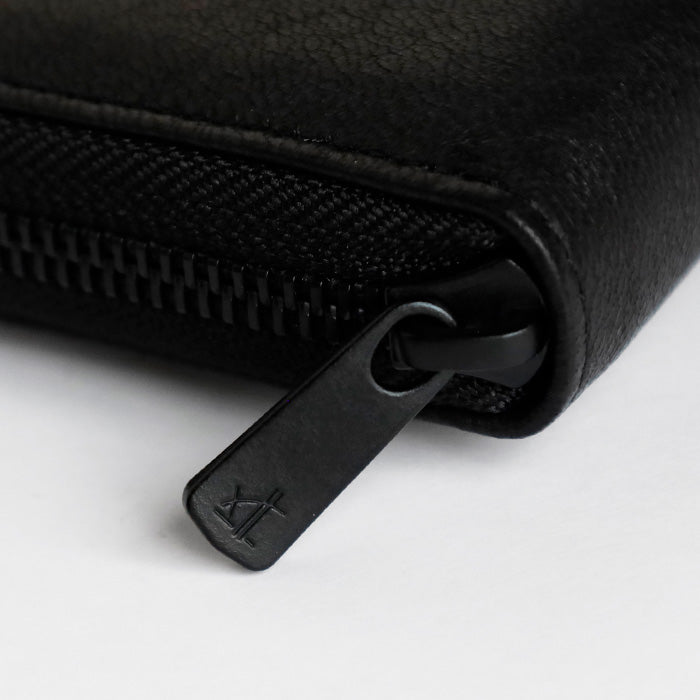 ZOO White Tail Deer Leather Long Wallet with Round Zipper, Black [Z-ZLW-153] Rare Deer Leather Wallet, Brand Name 