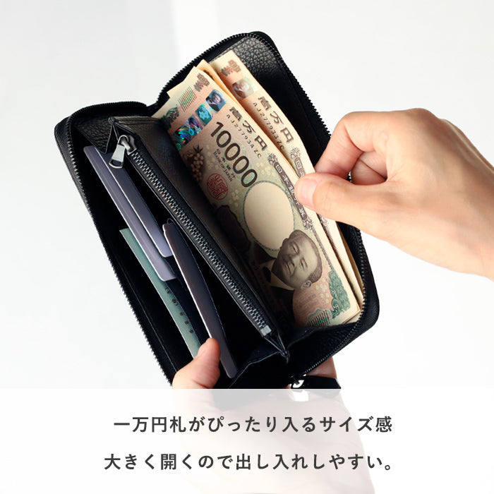 ZOO(ズー) 財布 長財布 鹿革 ホワイトテールディア ラウンドファスナー ロングウォレット 小 ブラック [Z-ZLW-154] 珍しい革 革財布 ブランド