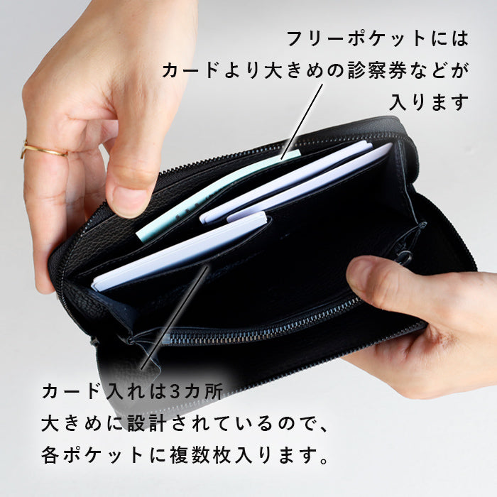 ZOO(ズー) 財布 長財布 鹿革 ホワイトテールディア ラウンドファスナー ロングウォレット 小 ブラック [Z-ZLW-154] 珍しい革 革財布 ブランド