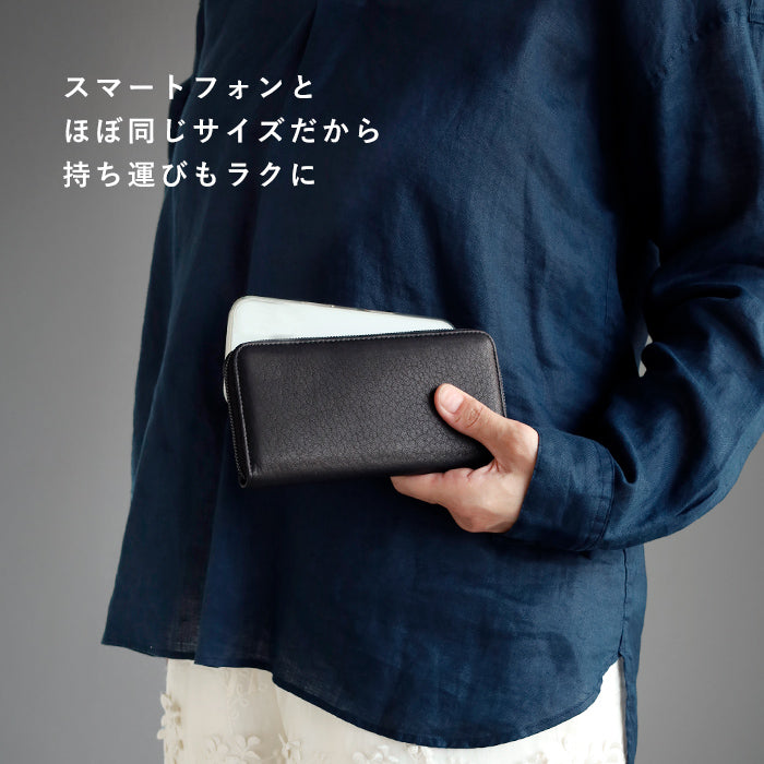 ZOO(ズー) 財布 長財布 鹿革 ホワイトテールディア ラウンドファスナー ロングウォレット 小 ブラック [Z-ZLW-154] 珍しい革 革財布 ブランド