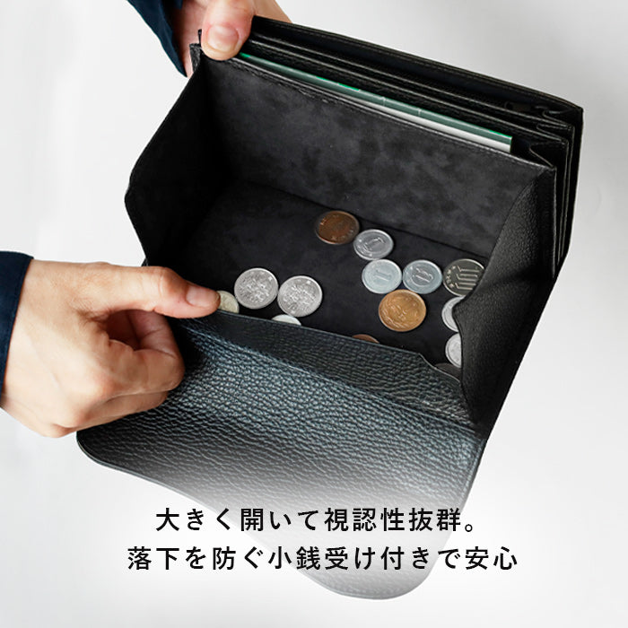 ZOO White Tail Deer Leather Long Wallet with Flap, Black [Z-ZLW-155], Rare Leather, Brand Name 