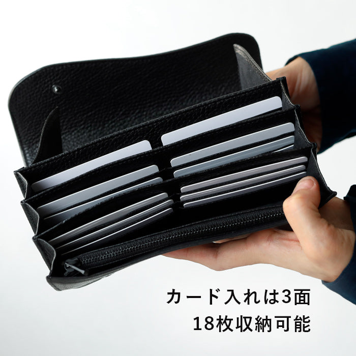 ZOO White Tail Deer Leather Long Wallet with Flap, Black [Z-ZLW-155], Rare Leather, Brand Name 