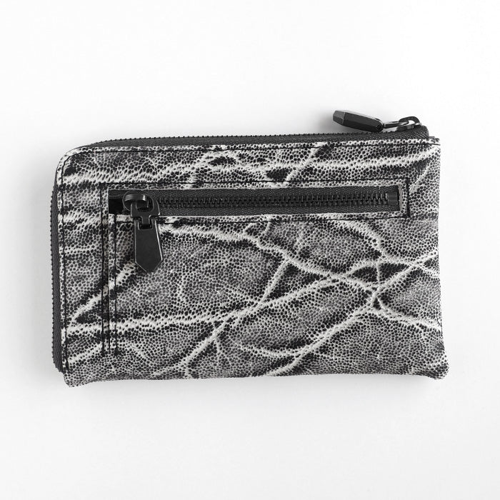 ZOO (ズー) ゾウ革 財布 薄型 L字ファスナー ミドルウォレット ブラッククラッシュ 象革 日本製 メンズ レディース [Z-ZMW-030]