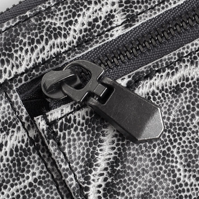ZOO Elephant Leather Wallet Middle L-shaped Zipper Wallet Black Crush Elephant Leather Elephant Leather [Z-ZMW-030]