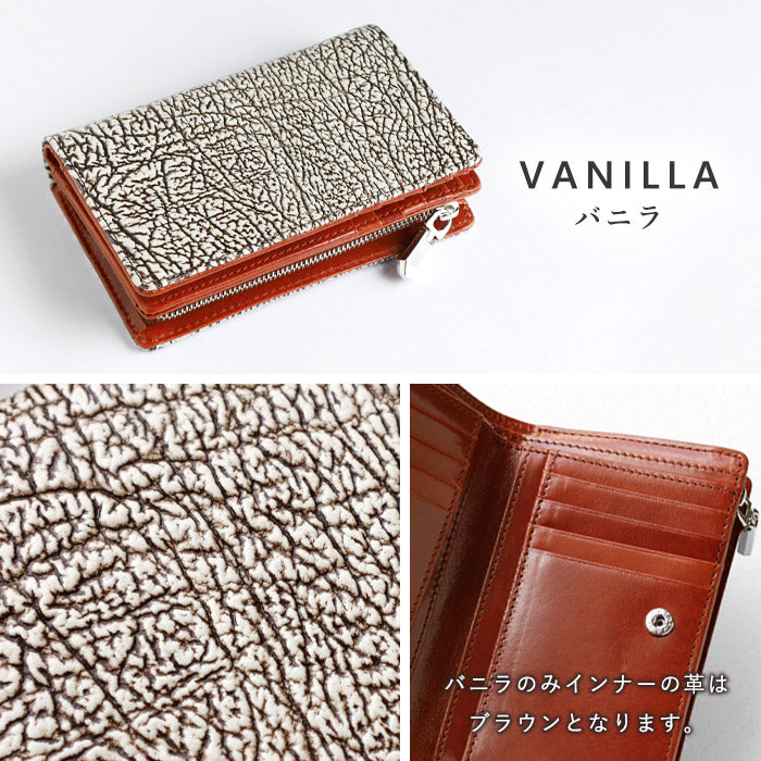 【3色】ZOO (ズー) サメ革 財布 ミドル 二つ折り財布 L字ファスナー 鮫革 ヨシキリザメ 本革 Z-ZMW-031