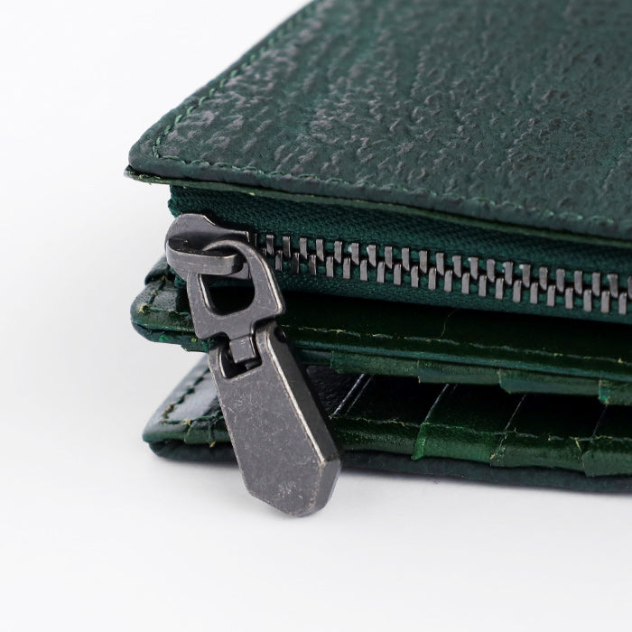 【3色】ZOO (ズー) サメ革 財布 ミドル 二つ折り財布 L字ファスナー 鮫革 ヨシキリザメ 本革 Z-ZMW-031