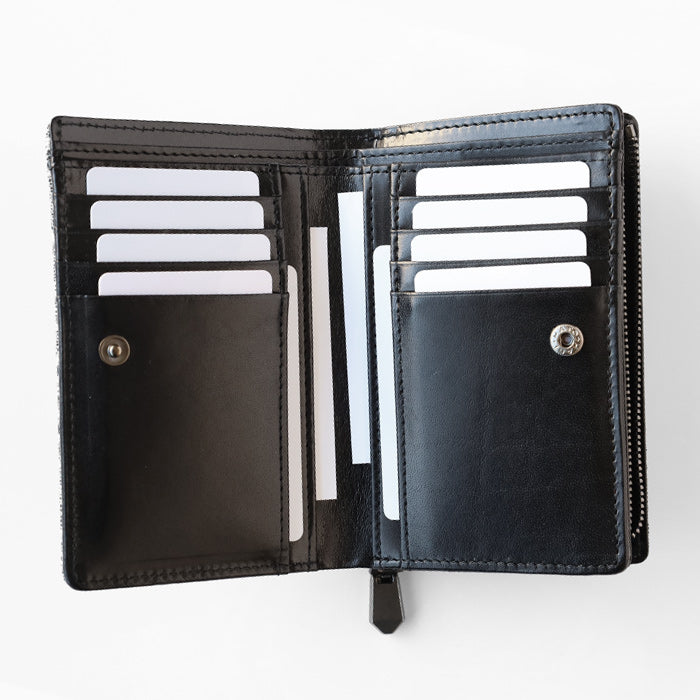 【3色】ZOO (ズー) サメ革 財布 ミドル 二つ折り財布 L字ファスナー 鮫革 ヨシキリザメ 本革 Z-ZMW-031