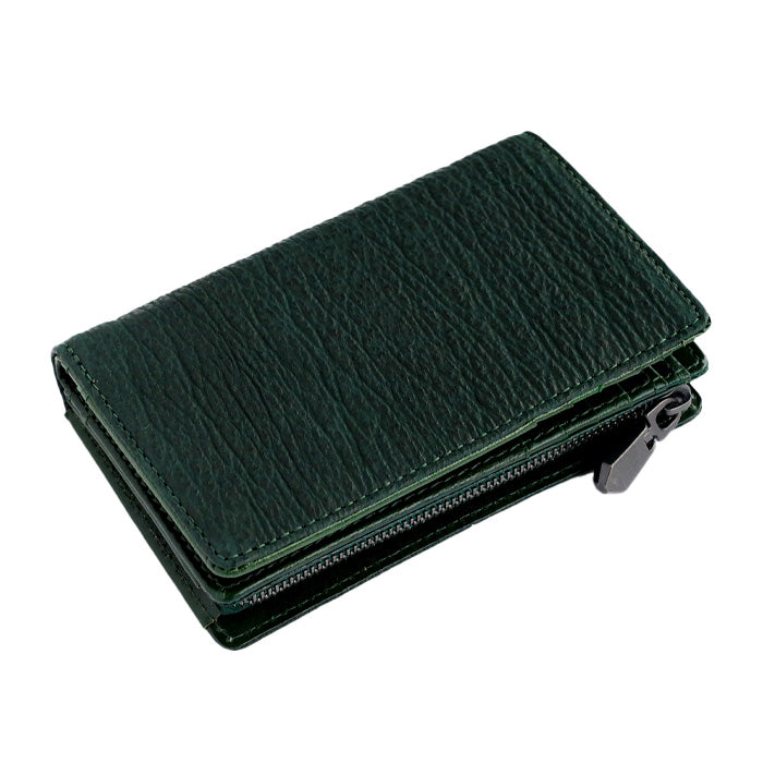 3色】ZOO (ズー) サメ革 財布 ミドル 二つ折り財布 L字ファスナー 鮫革