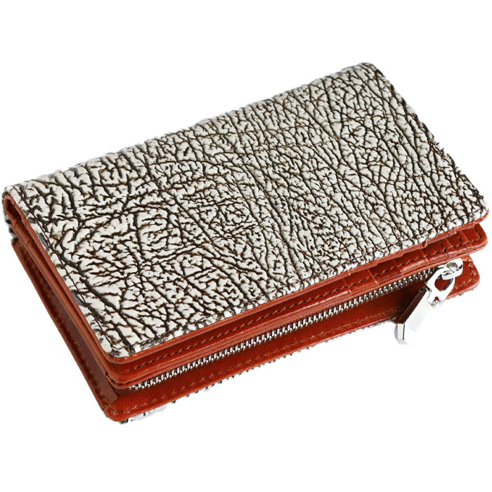 【3色】ZOO (ズー) サメ革 財布 ミドル 二つ折り財布 L字ファスナー 鮫革 ヨシキリザメ 本革 Z-ZMW-031