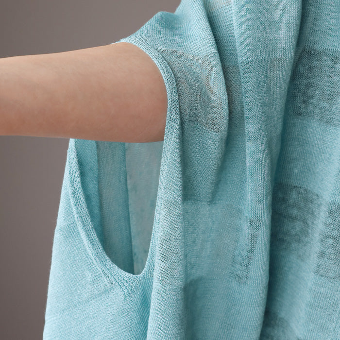 mino nico stole poncho cool summer hemp see-through monochromatic border ladies [162-04-05] Niigata Prefecture Gosen City Gosen Knit Brand