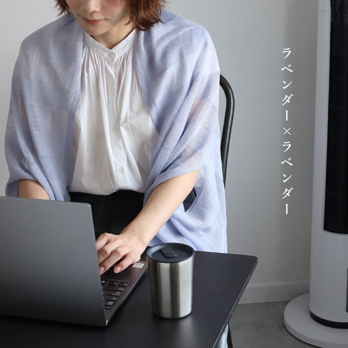 mino nico stole poncho cool summer hemp see-through monochromatic border ladies [162-04-05] Niigata Prefecture Gosen City Gosen Knit Brand