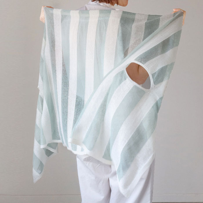 SAIFUKU mino nico stole poncho cool summer linen sheer two-color stripes ladies [162-04-05] Gosen City Niigata Prefecture Gosen Knit brand 