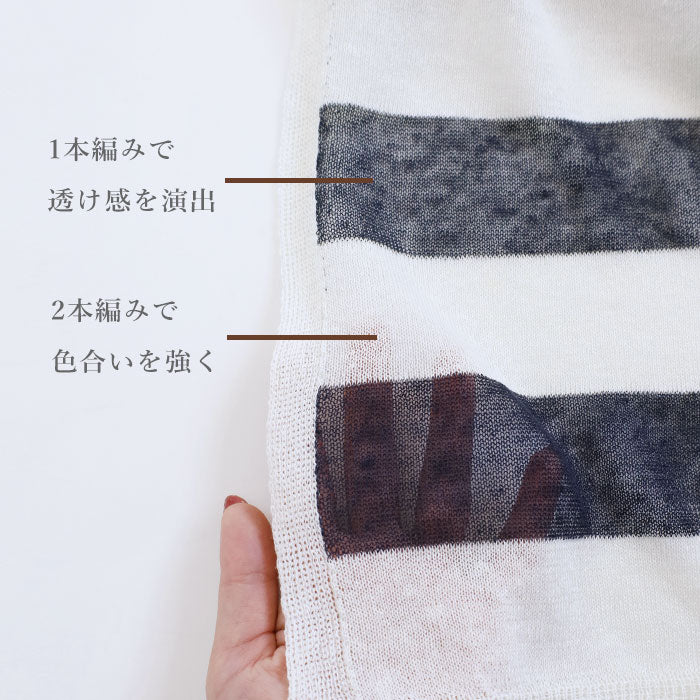 SAIFUKU mino nico stole poncho cool summer linen sheer two-color stripes ladies [162-04-05] Gosen City Niigata Prefecture Gosen Knit brand 