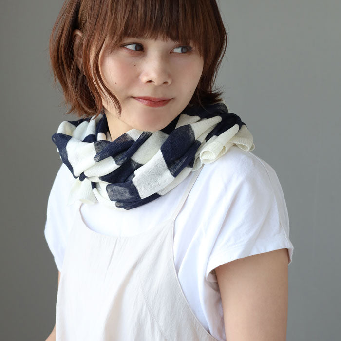 SAIFUKU mino nico ストール ポンチョ 麻 ボーダー SAIFUKU(サイフク) mino(みの) nico ストールポンチョ 涼しい夏の麻