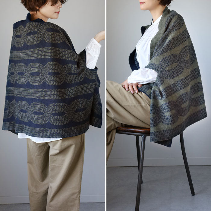 kobooriza Kobo Oriza 羊毛 100% 羊毛亞麻混紡格紋披肩男女款 [K-OS-HC04] 