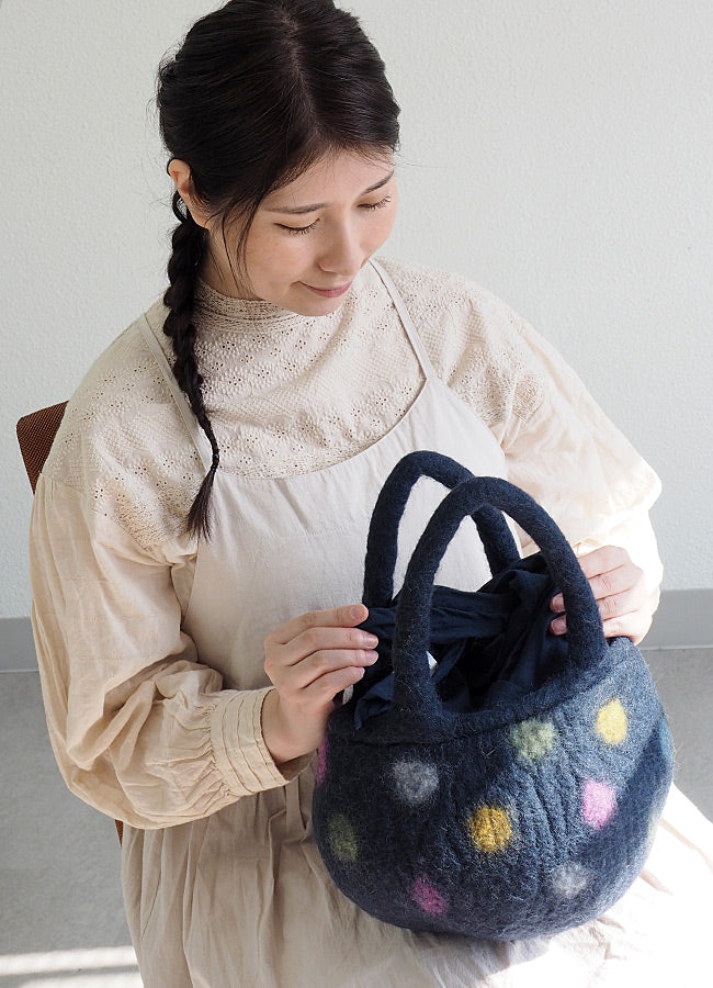 [3 colors] ENA KUAM felt bag Marupote dot [21AKU012] 